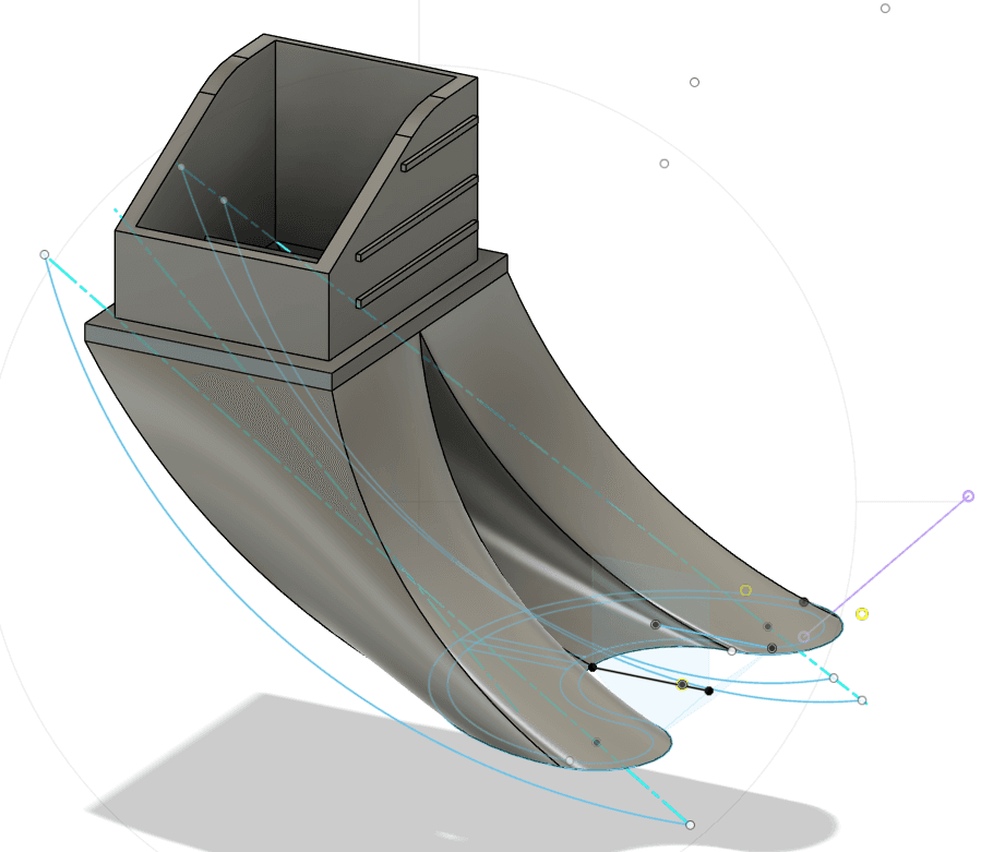 The first revision for a cooling nozzle, designed in Fusion 360.