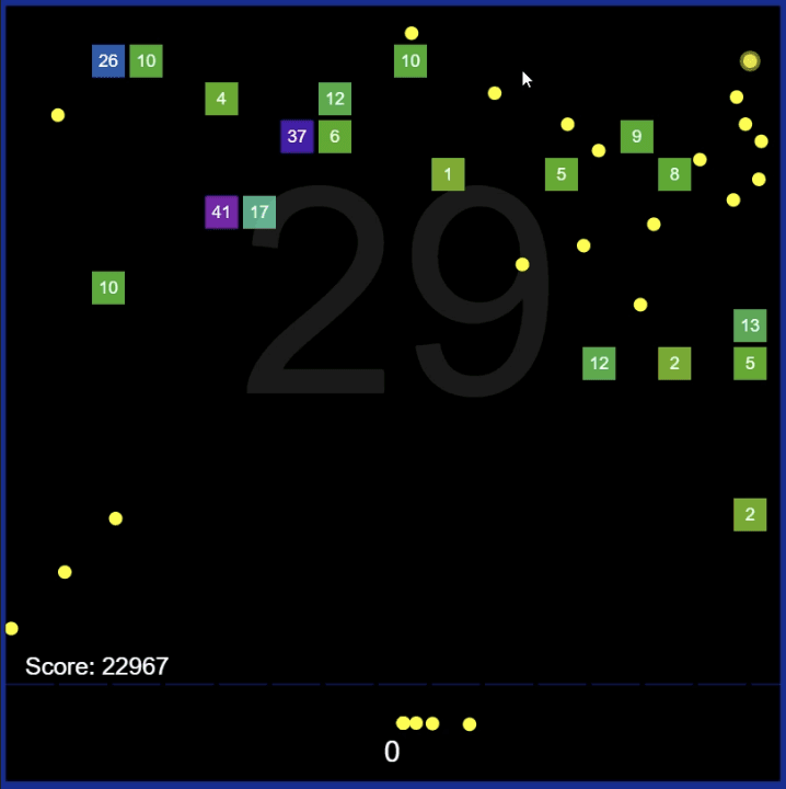 The game features levels with increasing difficulty to break blocks with a limited number of balls.