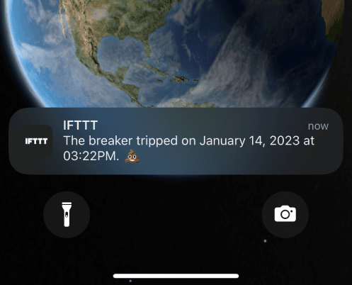 Notifications were sent to my phone when the circuit was tripped. For this I used IFTTT.