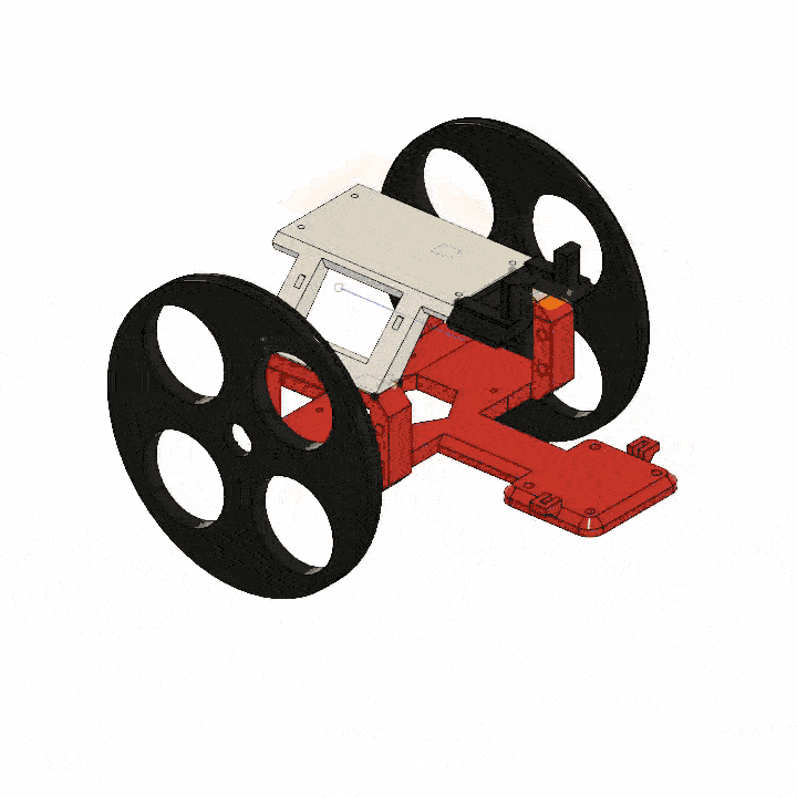 The CAD model of the robot, designed in Fusion 360.