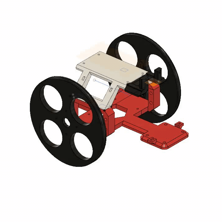 The CAD model of the robot, designed in Fusion 360.