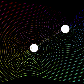 A physics simulator built with Python and Pygame, featuring a 2D physics engine that simulates gravitational bodies and instantaneous velocities in a 2D space.